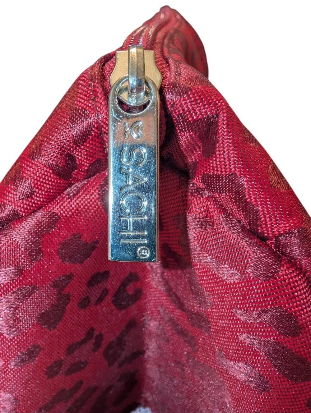 SACHI Burgundy Wine Leopard Print Insulated Tote Crossbody Lunch Travel Bag NEW